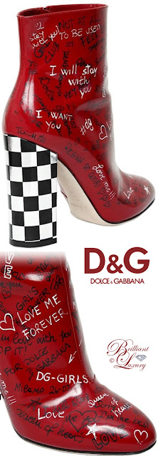 ♦Dolce & Gabbana Graffiti red leather ankle boots #dolcegabbana #shoes #red #brilliantluxury