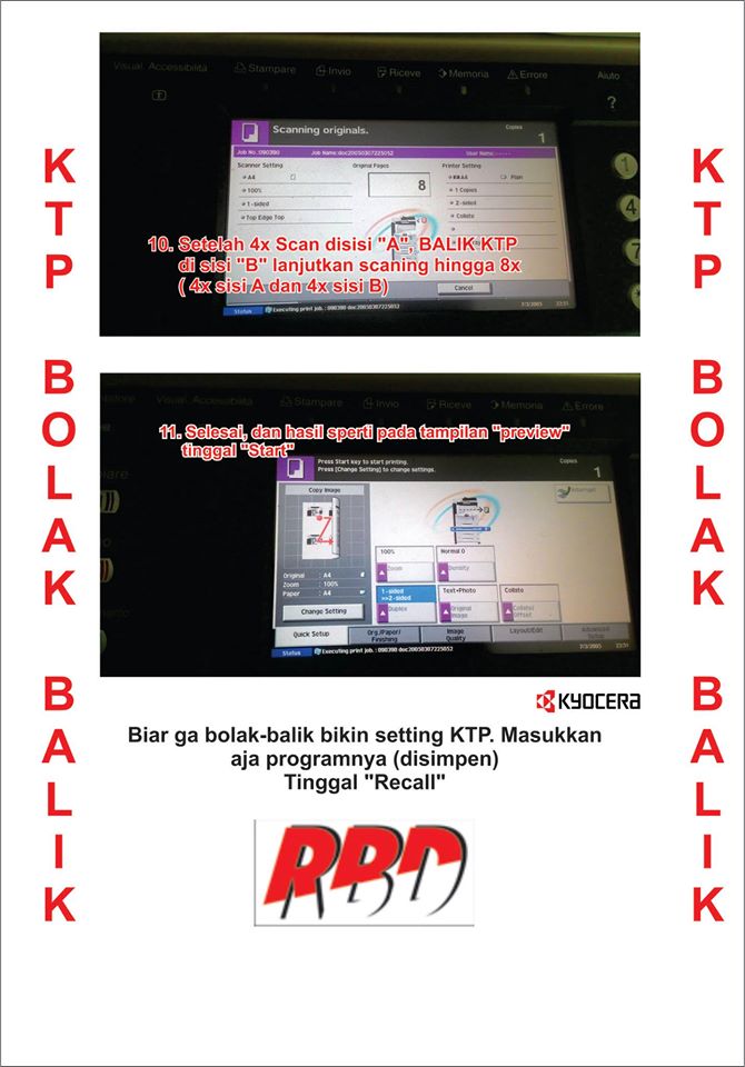 Langkah-langkah fotocopy KTP (bolak-balik) menjadi 2 atau 4