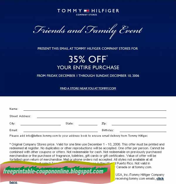 tommy hilfiger online coupon