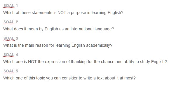 Contoh Soal English as an International communication