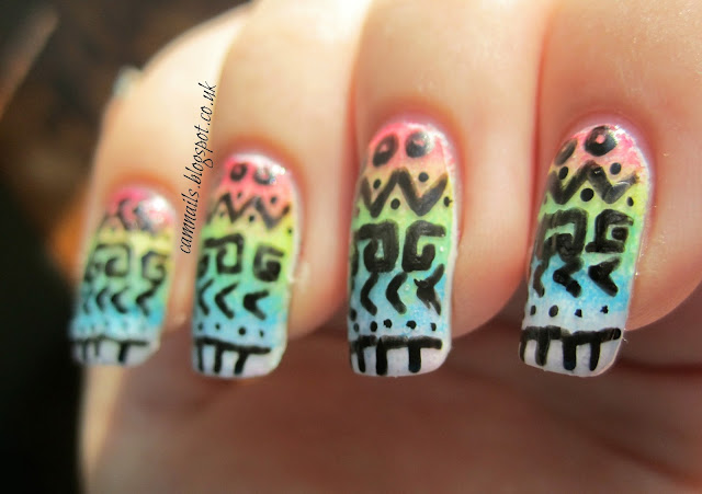 31-day-challenge-rainbow-tribal-manicure