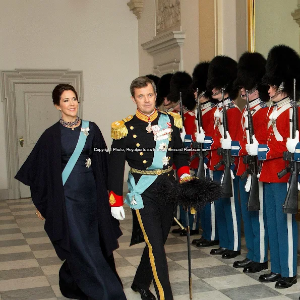 Crown Prince Frederik and Crown Princess Mary of Denmark during the 2nd day of the New Years reception at Christiansborg Palace