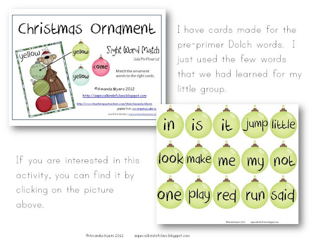 A special kind of class: Christmas Sight Word Practice