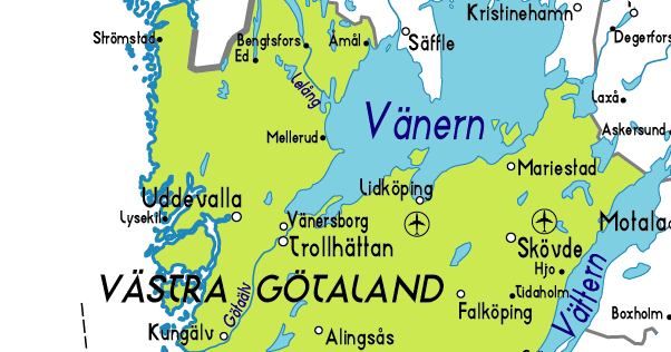 Västra Götaland Karta - Stader Regionfakta
