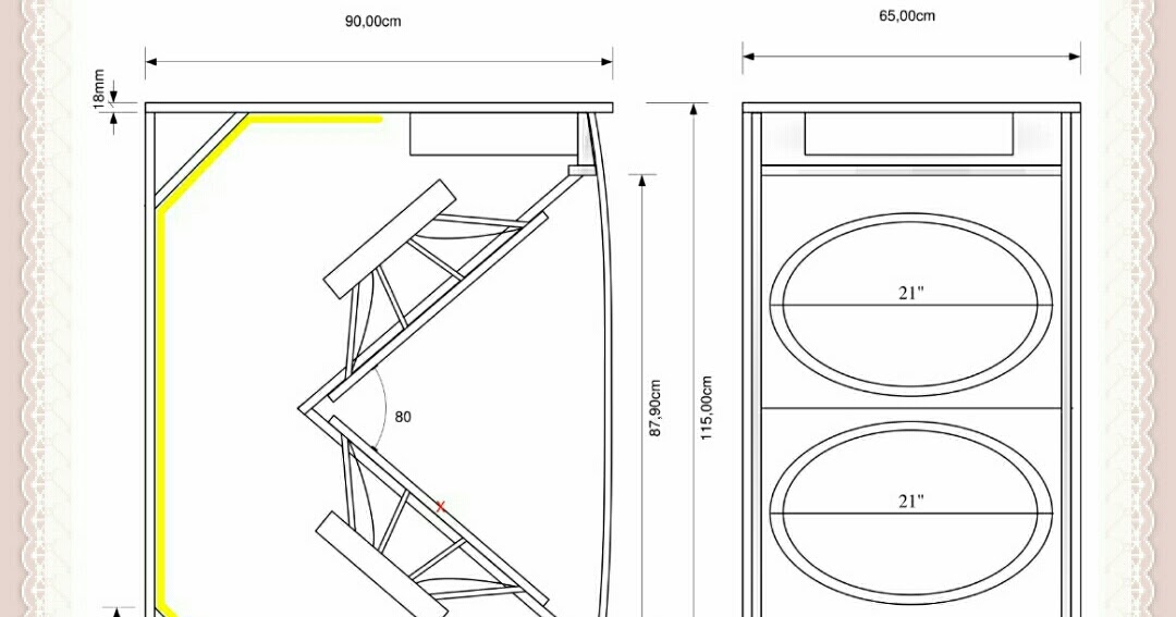 ukuran skema box speaker 21x2 subwoofer lapangan VSB221