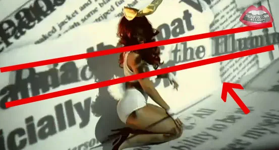 Rihanna’s music videos often contain nods to her membership of the Illuminati, including this hint from her S&M video.