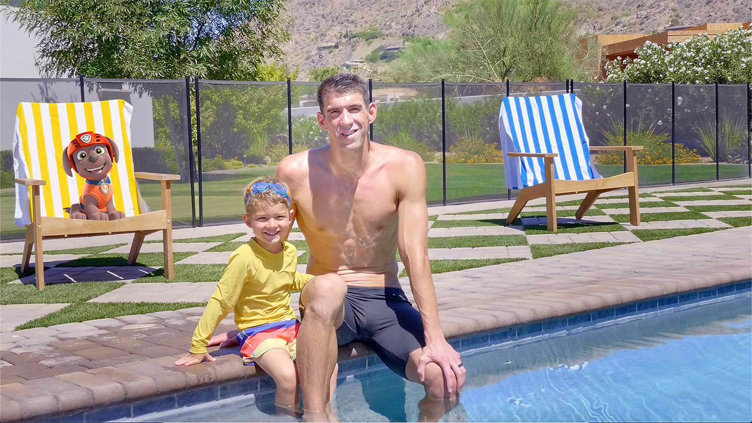 NickALive! Michael Phelps and Son Boomer Team Up with 'PAW Patrol' to