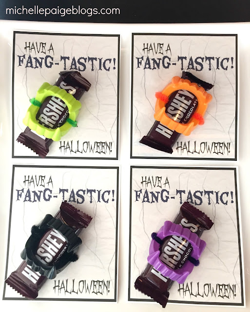 Printable Halloween Cards with plastic fangs and chocolate.