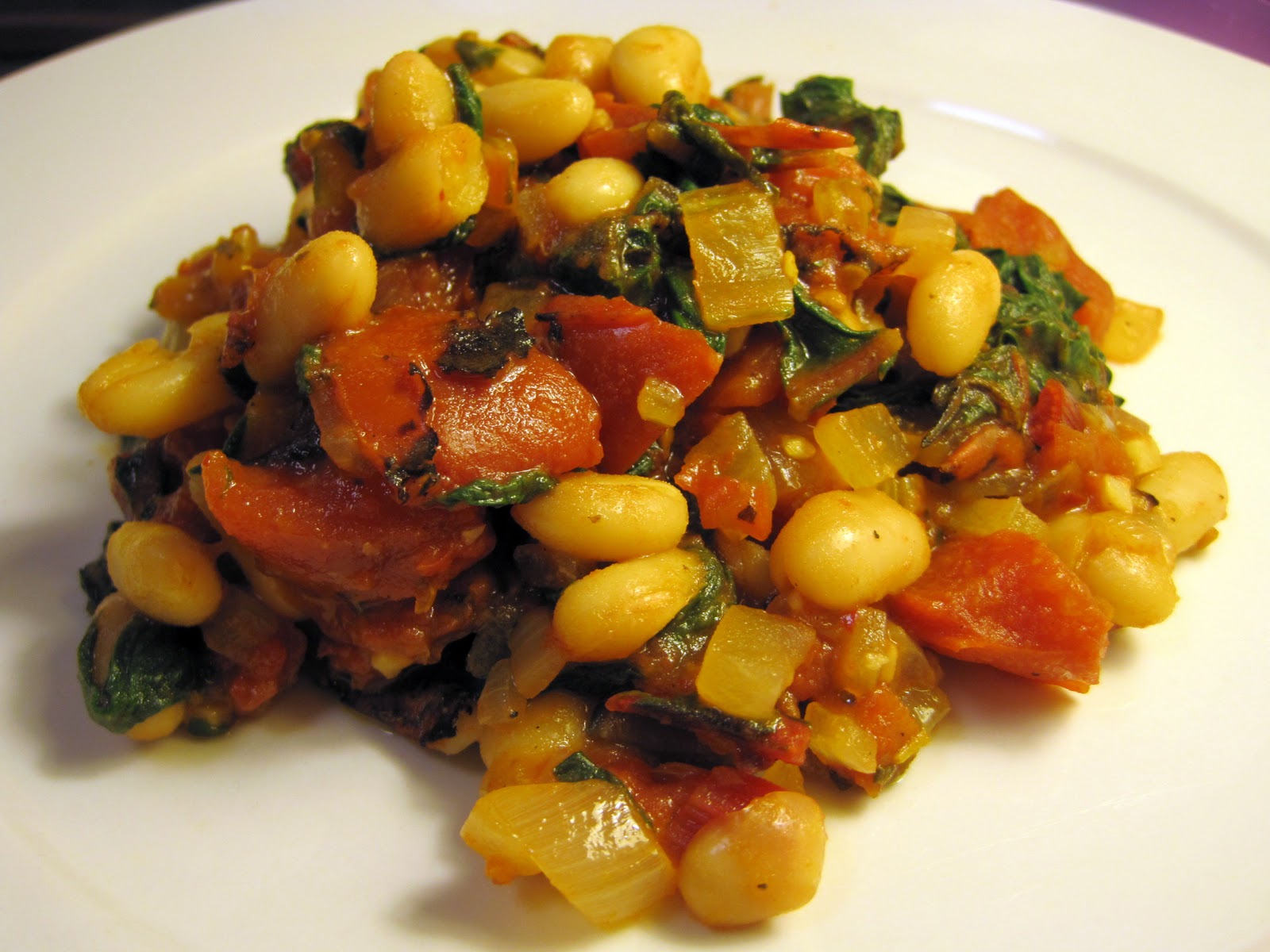 Rachel vs. Ramen Swiss Chard, Cannellini Beans, and FireRoasted Tomatoes