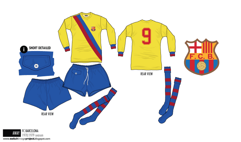 Barça FC Barcelona 1978-79 Retro Short Sleeve T-Shirt Away Yellow
