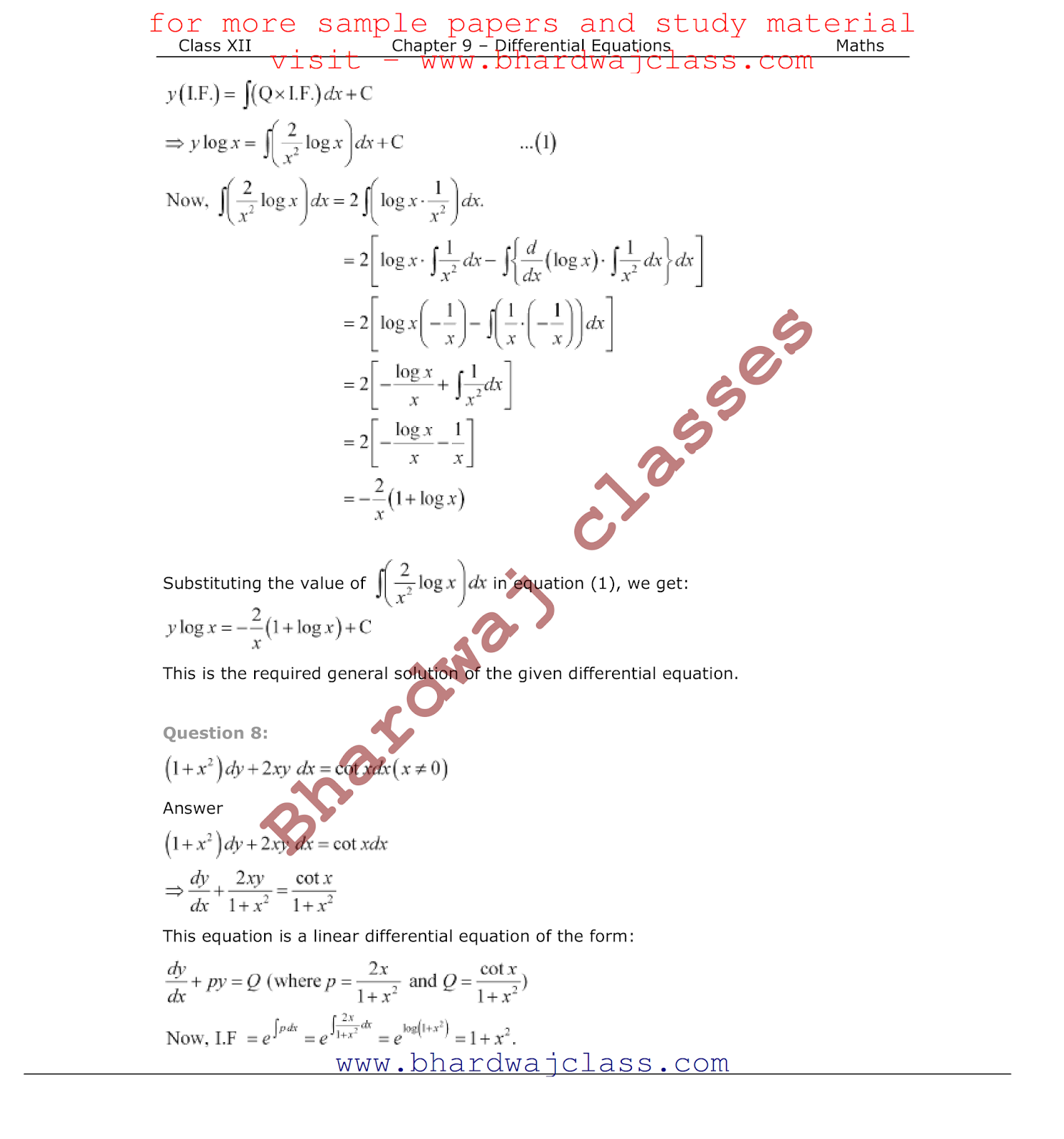CBSE Class 12 Maths NCERT Solutions Chapter 9