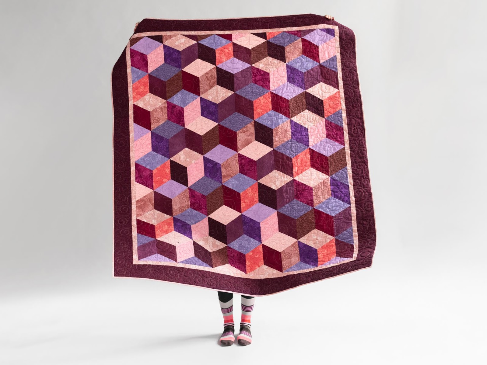 Slice of Pi Quilts Tumbling Blocks Quilt