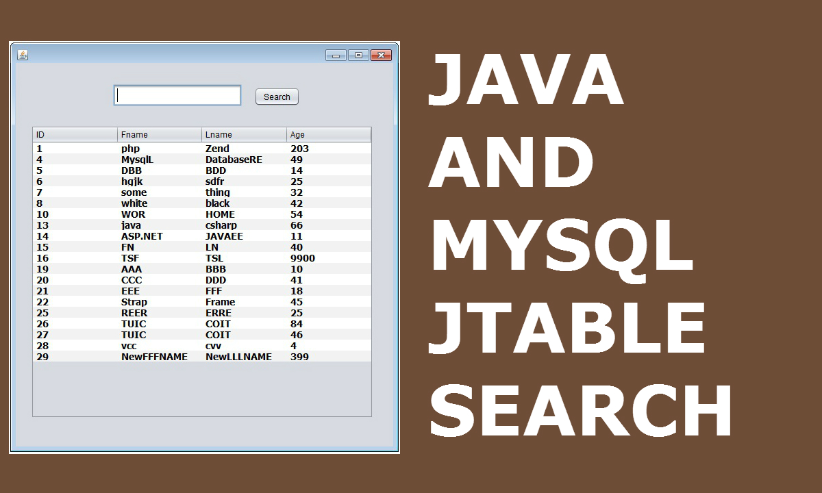 Java. Java SQL. Java make JTABLE. Java connect JTABLE to database. Mock java