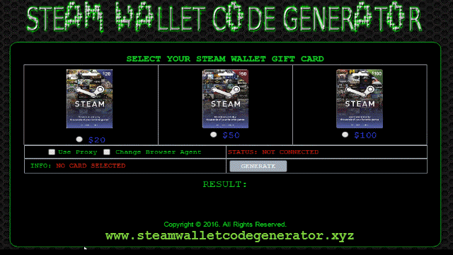 steam wallet code generator