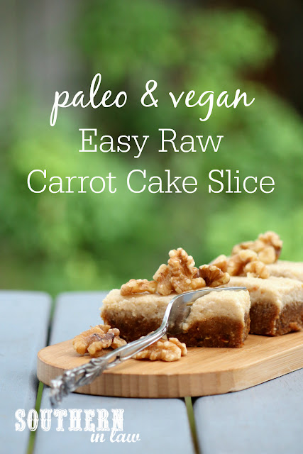 Raw Carrot Cake Slice Recipe - gluten free, vegan, sugar free, clean eating recipe, soy free, egg free, dairy free, no bake 