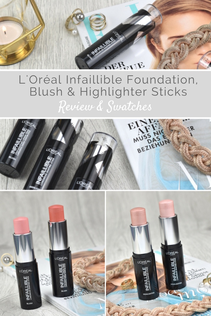 [Review] L'Oréal INFAILLIBLE Foundation, Blush und Highlighter Sticks