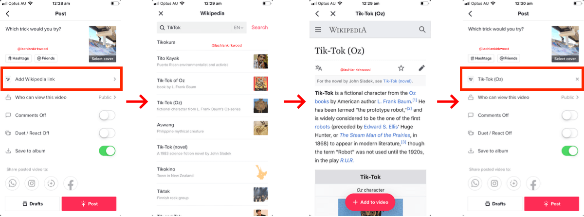 TikTik Allows External Wikipedia Links 