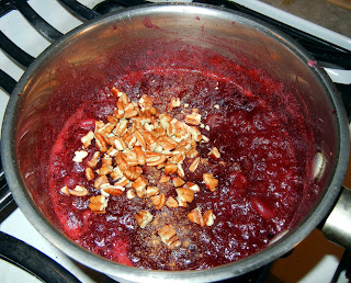 Adding pecans and spices to plain cranberry sauce