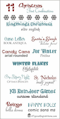 http://www.atypicalenglishhome.com/2013/12/11-great-christmas-font-combinations.html