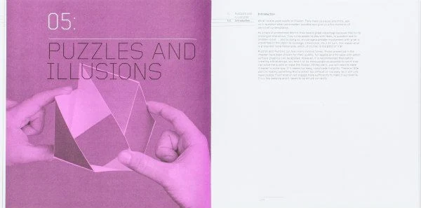 two puzzles and Illusion sample pages from Cut and Fold Techniques for Promotional Materials, Revised Edition