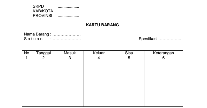 Contoh Kartu Barang dalam Inventaris Barang Sekolah | Blog Edukasi