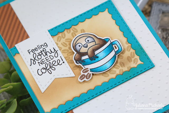 Slothy Coffee Card by Juliana Michaels featuring Newton's Nook Designs Slothy Coffee Stamp Set