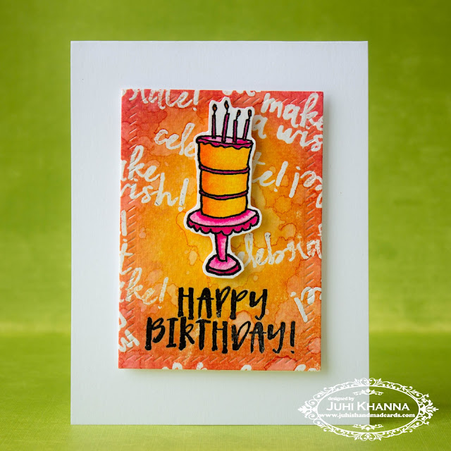 Stamped Birthday CAS card, with emboss resist background. Stamps by Concord and 9th