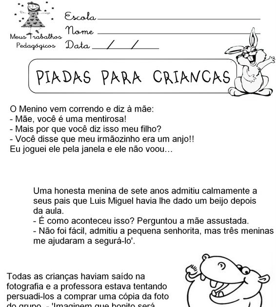 Piadas para crianças Atividade para imprimir