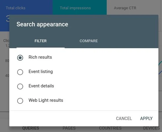 Google adds event listings, detail filters in Google Search Console performance report