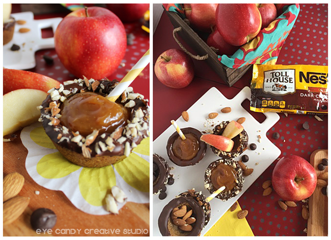 nestle toll house fall desserts, caramel dipping, apples, almonds, fall