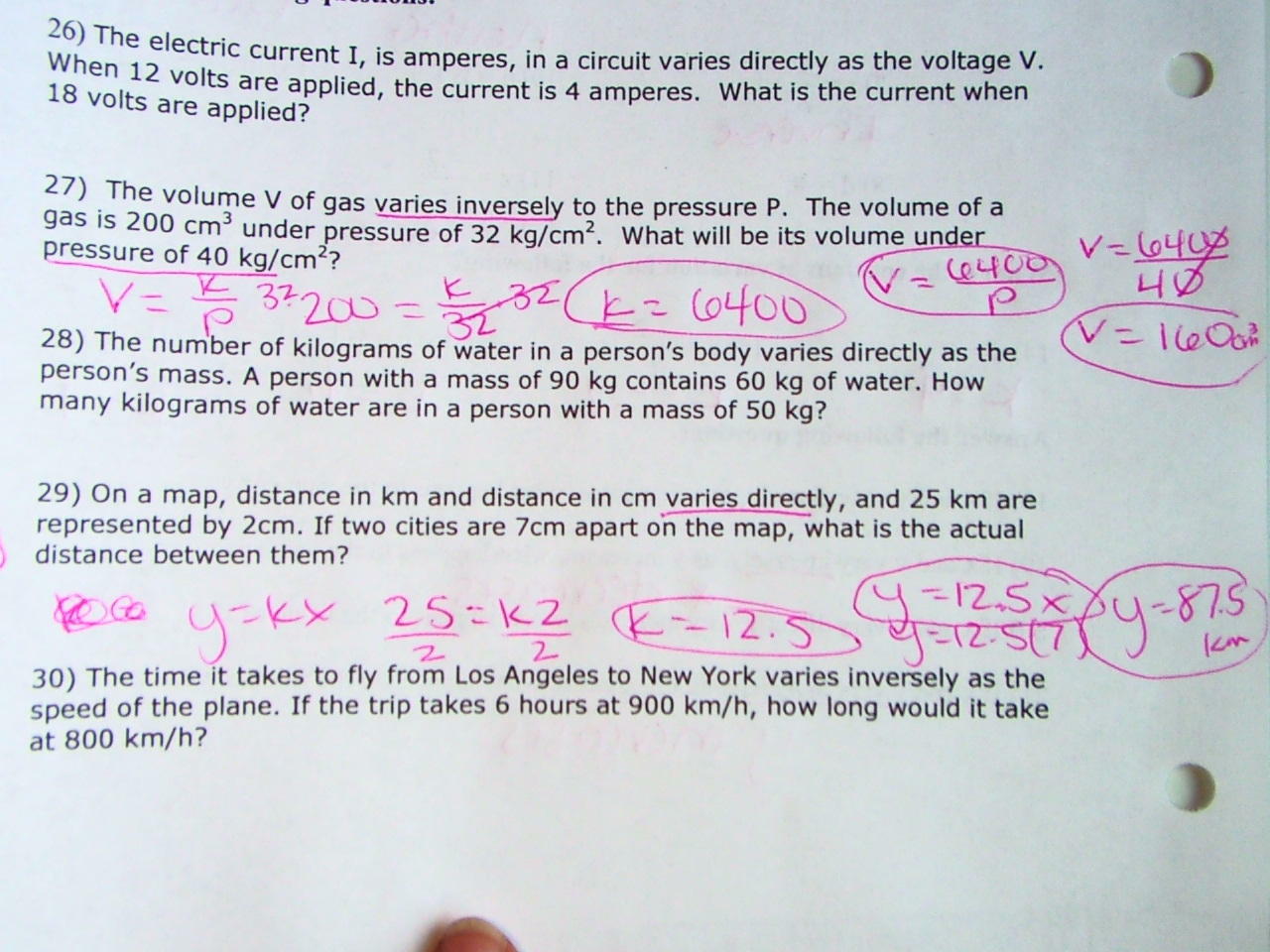 Direct variation algebra 1 worksheet image