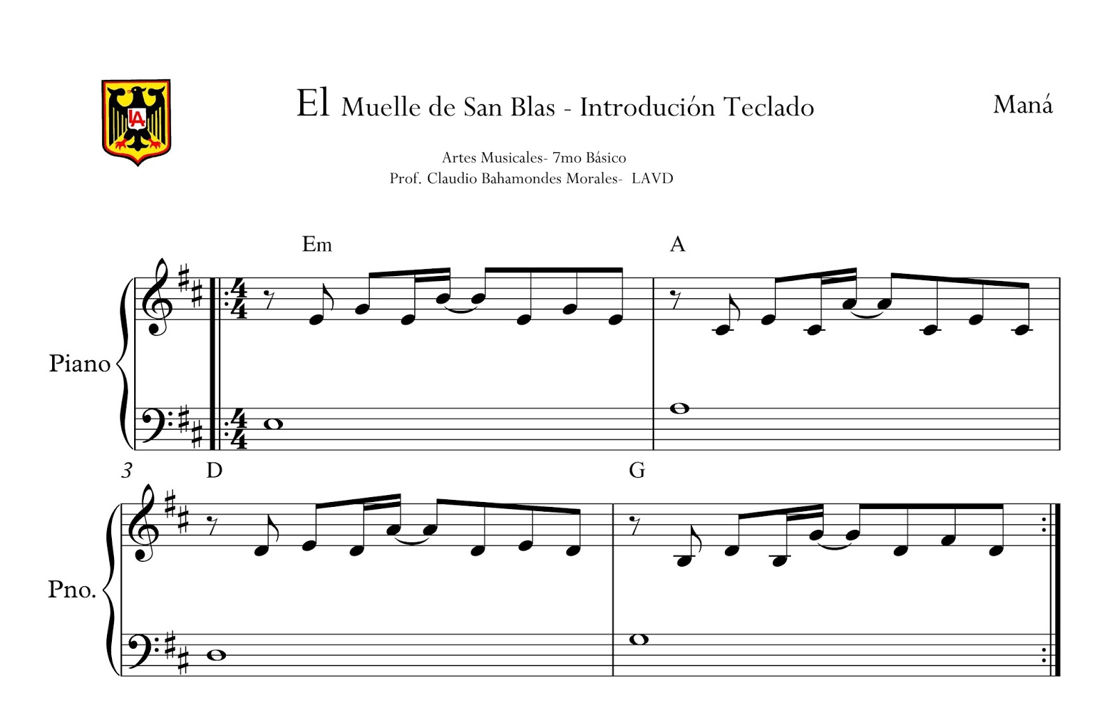 El muelle de San Blas - Introducción para Piano