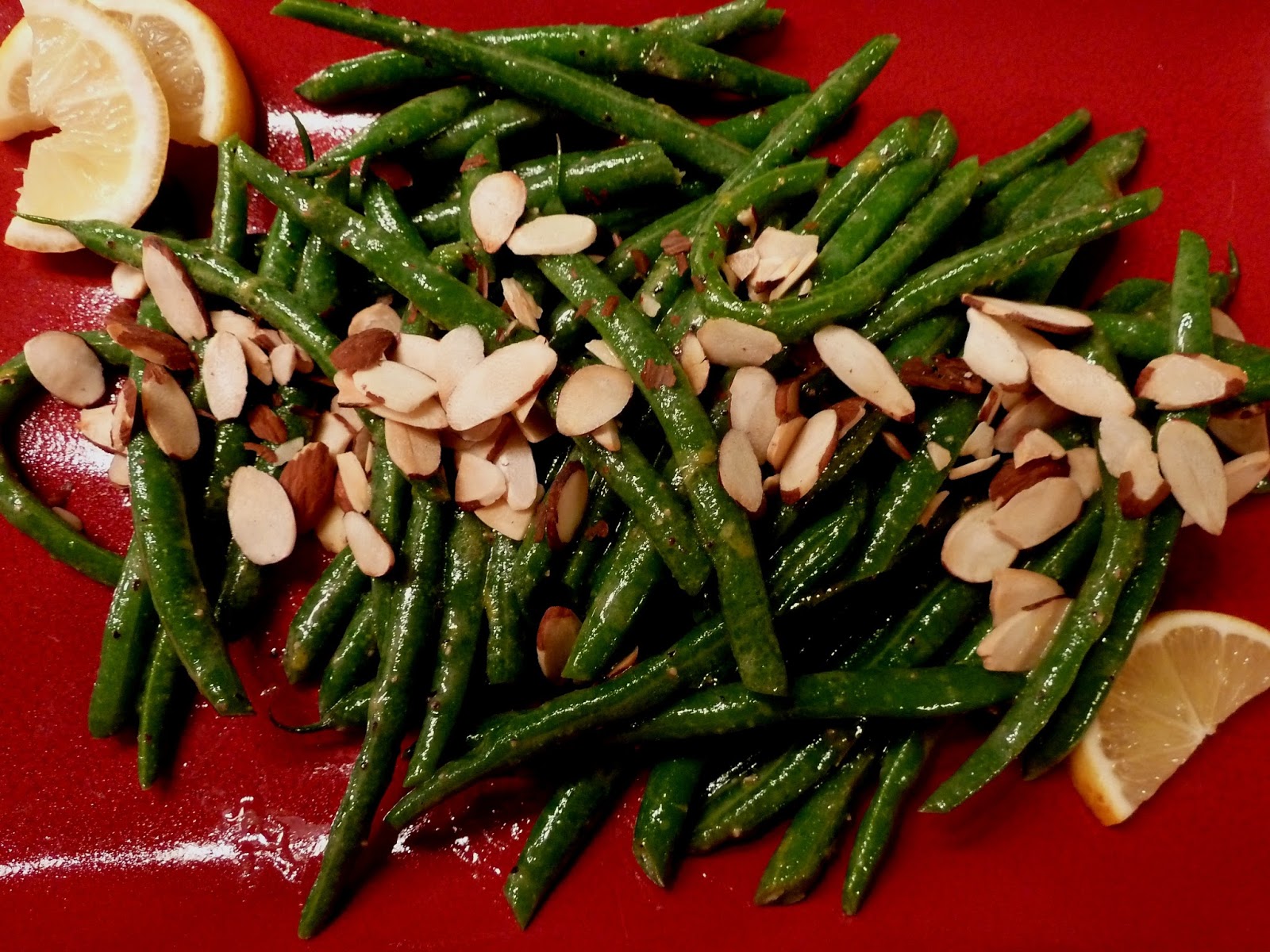 Cracked Pepper Lemony Green Beans with Toasted Almonds