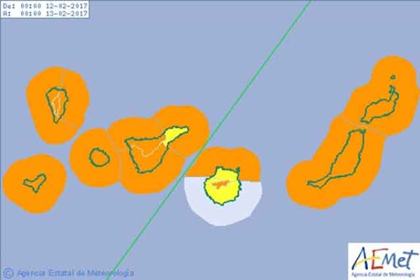 Canarias en aviso naranja domingo 12 febrero por viento y costero Canarias en aviso naranja domingo 12 febrero por viento y costero