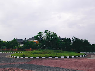 Tree Garden Roundabout At A Crossroads In The Office Area At Badung, Bali, Indonesia