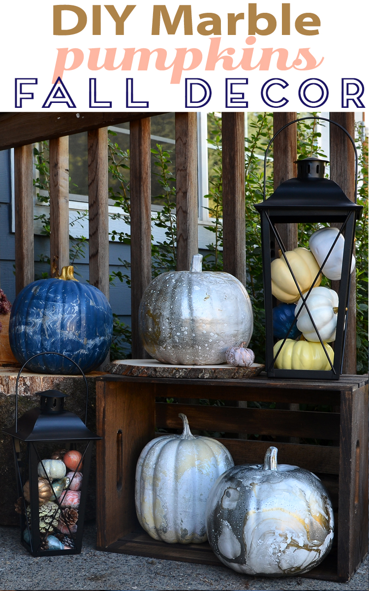 Marble Pumpkins Decorations Lanterns And Fall Front Porch