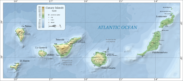 Kanarian saarten kartta. 