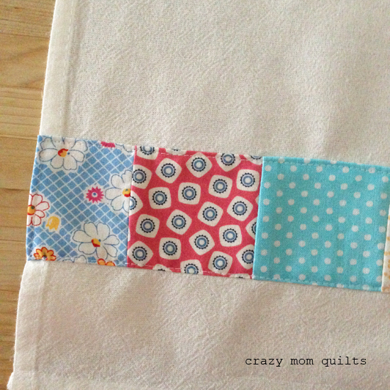crazy mom quilts: simple patchwork dish towel tutorial