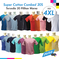 Kaos Polos Super Cotton Combed 20S (Warna - XXXXL) - JUMBO / BIG SIZE  HARGA  @ Rp 75.000,-