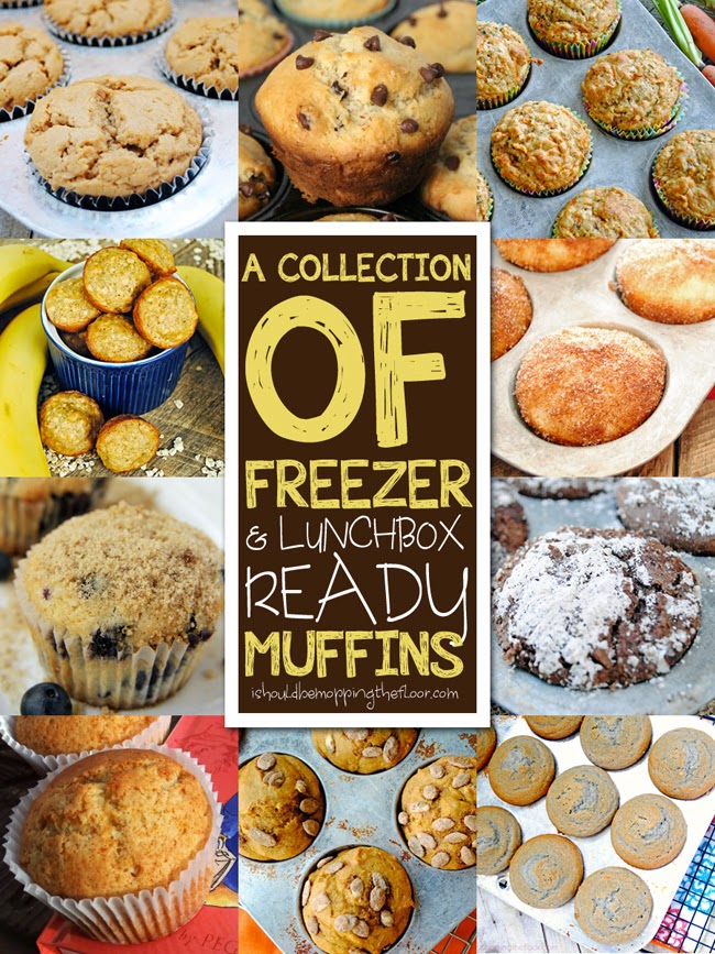 Over a dozen lunchbox-ready freezer muffins | Take from the freezer and they thaw by lunch!