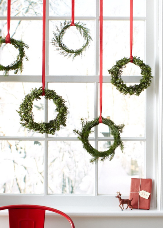 Make some easy Christmas wreaths for your kitchen window with this tutorial by Martha Stewart.