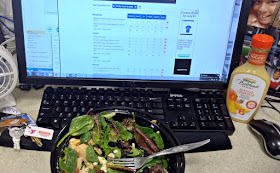 Lunch time workout means eating at my desk