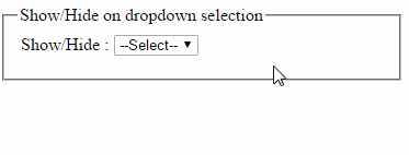 Show and hide on dropdown selection using Jquery