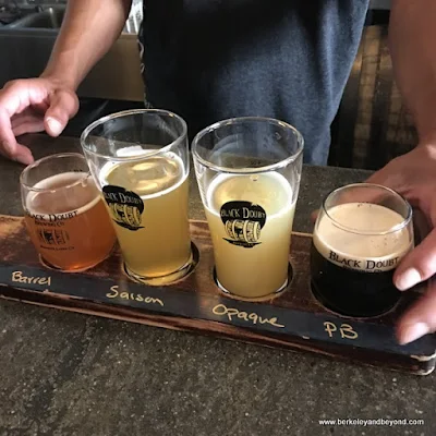tasting flight at Black Doubt Brewing Co. in Mammoth Lakes, California