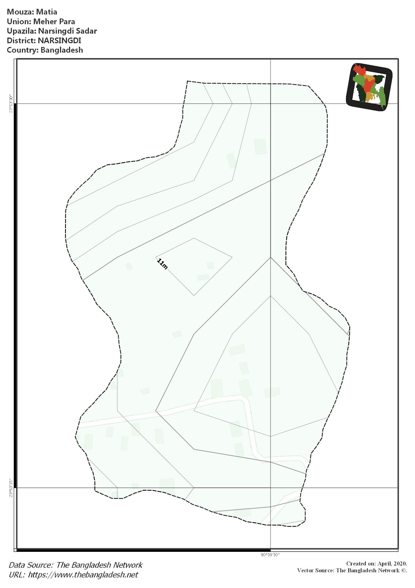 Map of Matia Mouza of Narsingdi Sadar Upazila, NARSINGDI, Bangladesh.