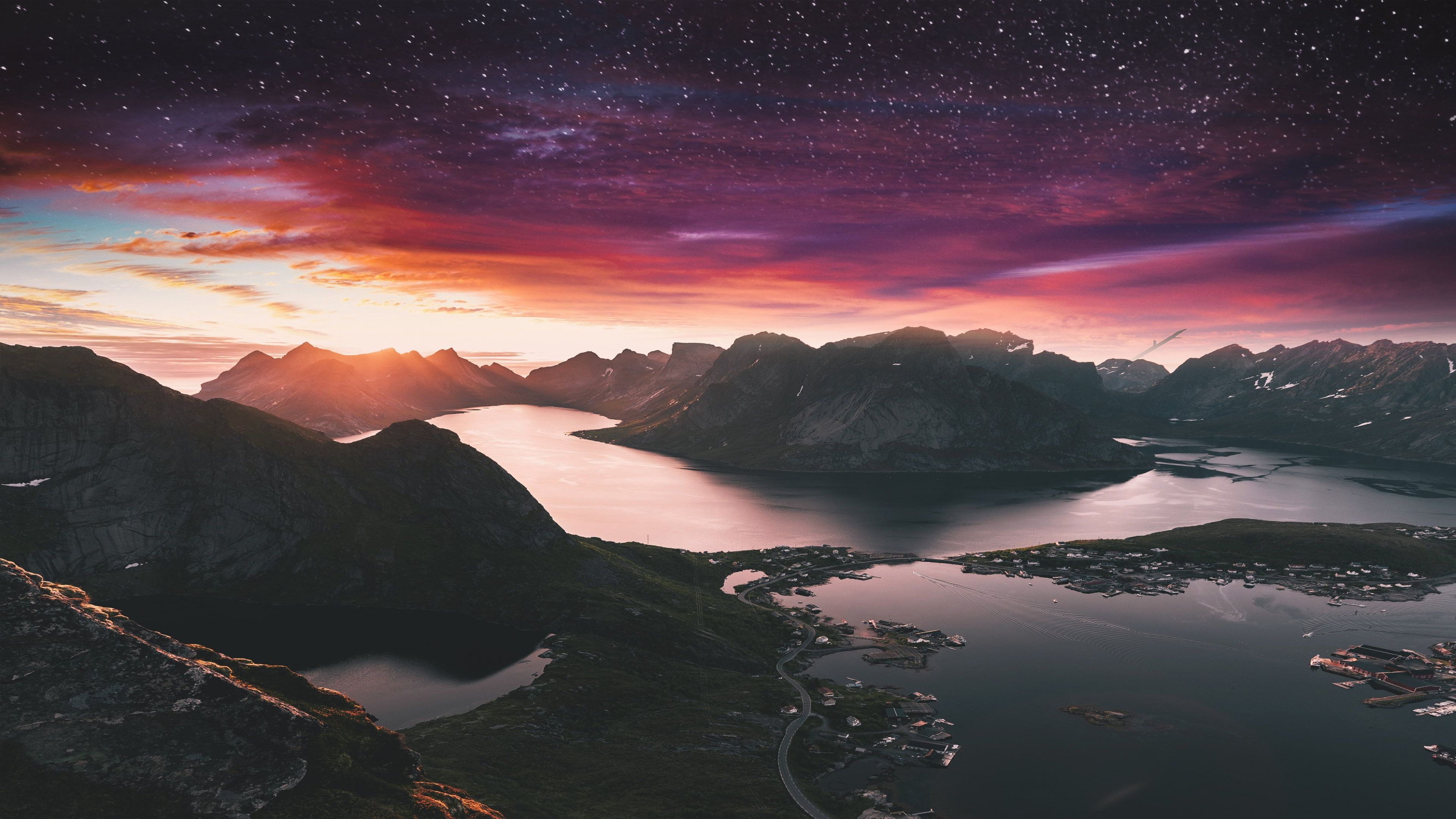 Mountain, Night, Sky, Landscape, Scenery, 4K, 187 Wallpaper PC Desktop