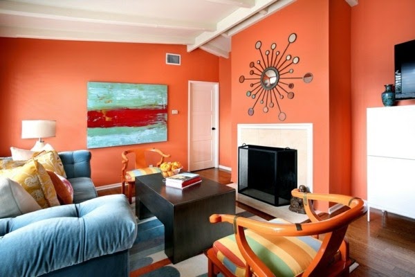 Modern orange color in the living room?
