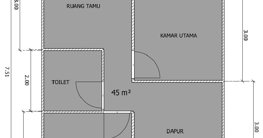 Desain Rumah Ukuran 5x8 Dengan 3 Kamar Tidur