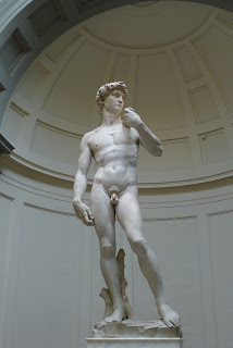 Michelangelo's David in the Accademia in Florence.