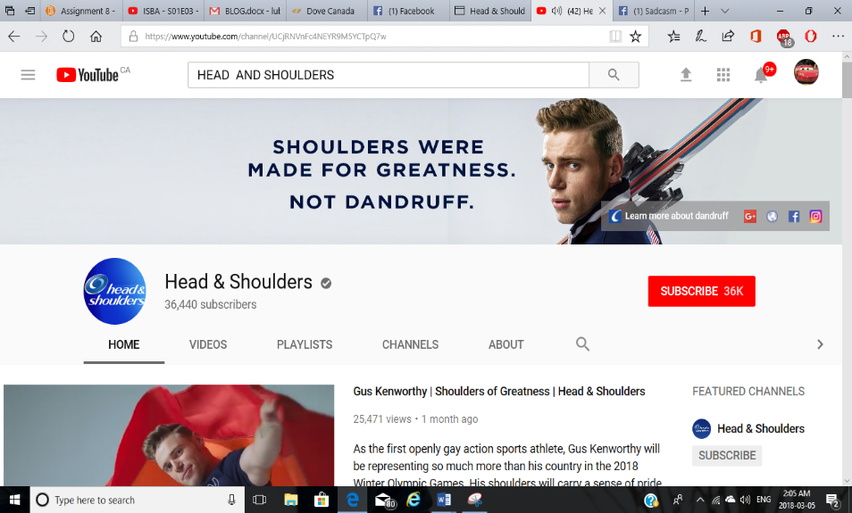 Head and shoulders vs Dove on youtube